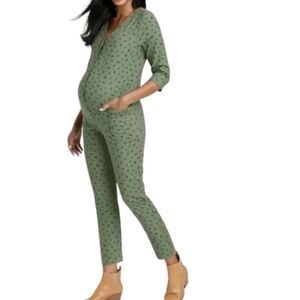 the nines by Hatch Floral Green Maternity Jumpsuit